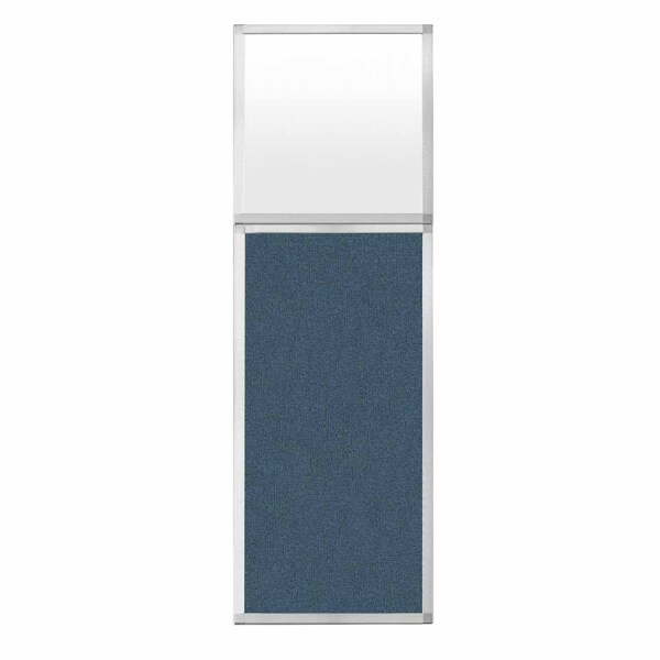 Hush Panel Configurable Cubicle Partition 2' x 6' W/ Window Caribbean Fabric Frosted Window